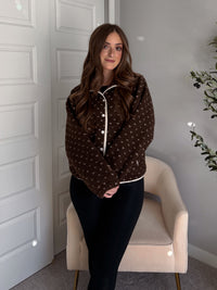 Oakridge Oversized Speckled Sherpa Jacket (Brown/Taupe)