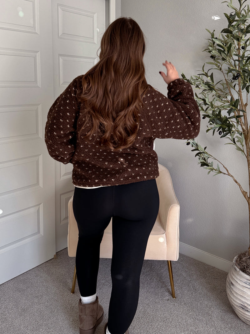 Oakridge Oversized Speckled Sherpa Jacket (Brown/Taupe)