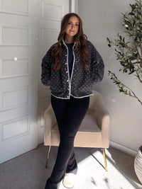 Oakridge Oversized Speckled Sherpa Jacket (Gray/Taupe)