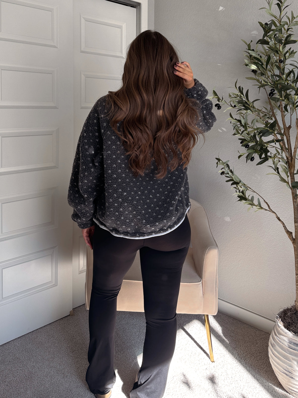 Oakridge Oversized Speckled Sherpa Jacket (Gray/Taupe)