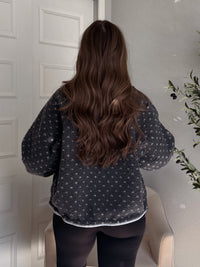 Oakridge Oversized Speckled Sherpa Jacket (Gray/Taupe)