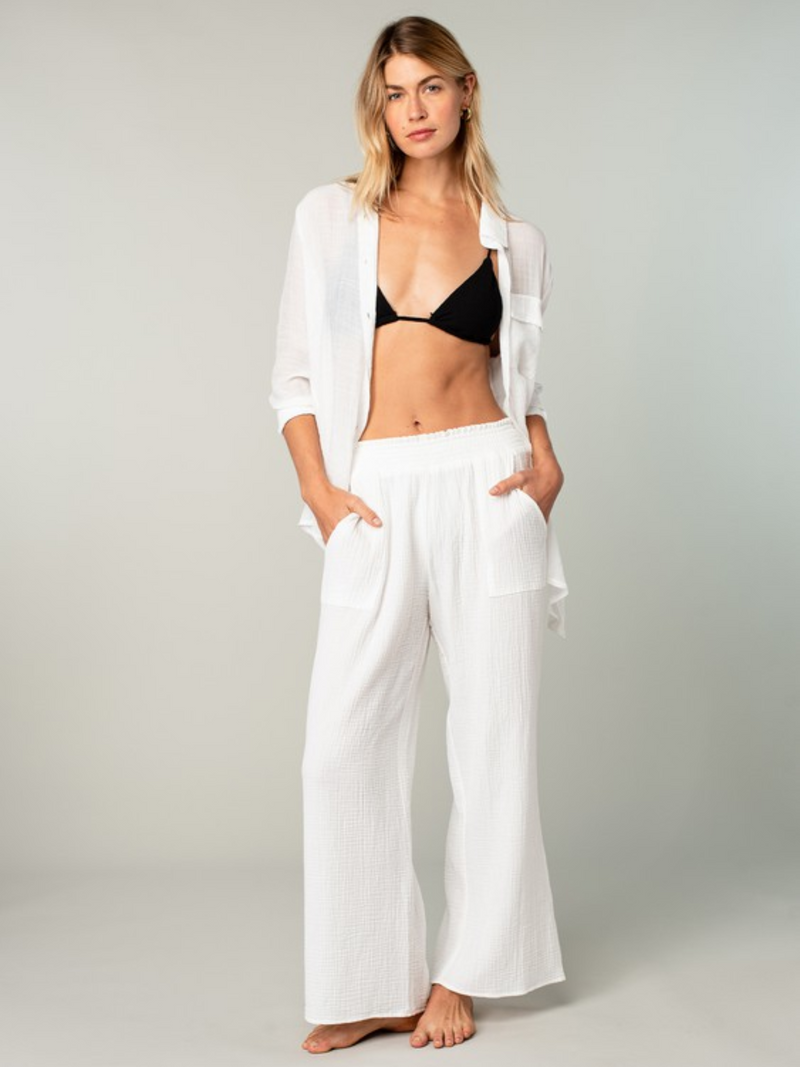 Oceanview Sheer Cover-Up Pants (White)