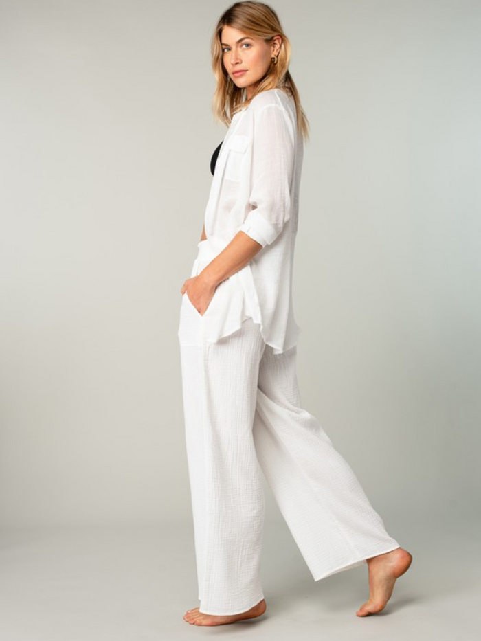 Oceanview Sheer Cover-Up Pants (White)