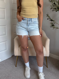 Olivia High-Rise Vintage Denim Cutoff Shorts (Light Wash)