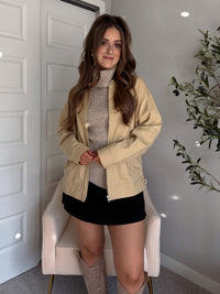 Orchard Oversized Collared Barn Jacket (Desert Beige/Brown)