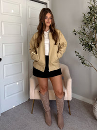 Orchard Oversized Collared Barn Jacket (Desert Beige/Brown)