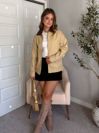 Orchard Oversized Collared Barn Jacket (Desert Beige/Brown)