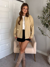 Orchard Oversized Collared Barn Jacket (Desert Beige/Brown)