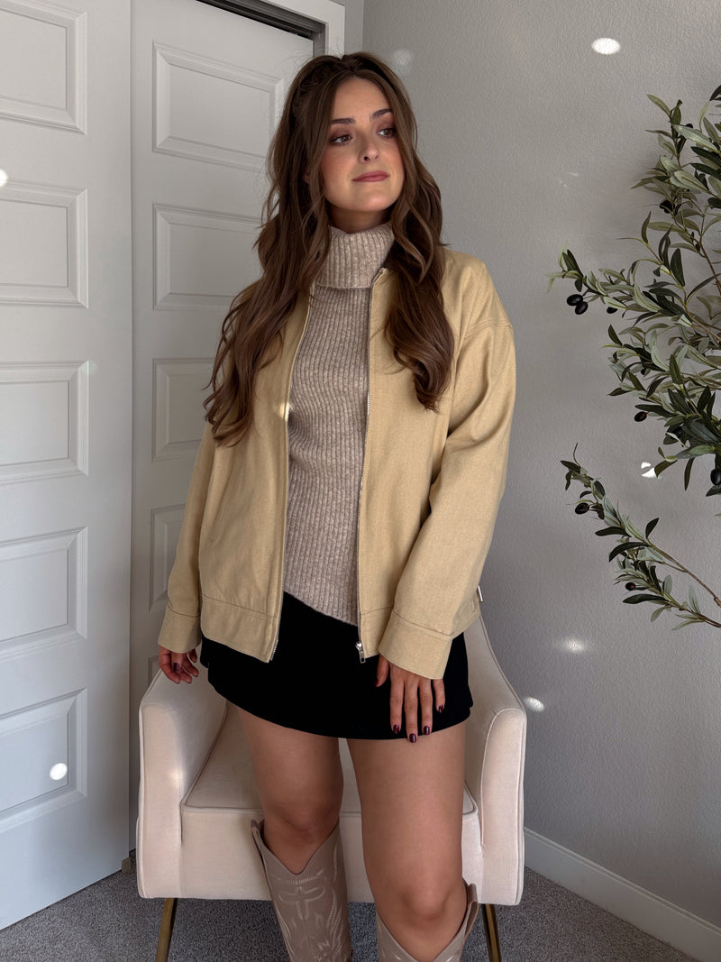 Orchard Oversized Collared Barn Jacket (Desert Beige/Brown)