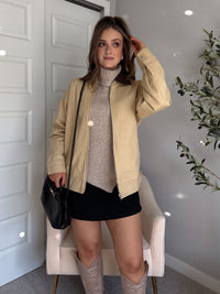 Orchard Oversized Collared Barn Jacket (Desert Beige/Brown)