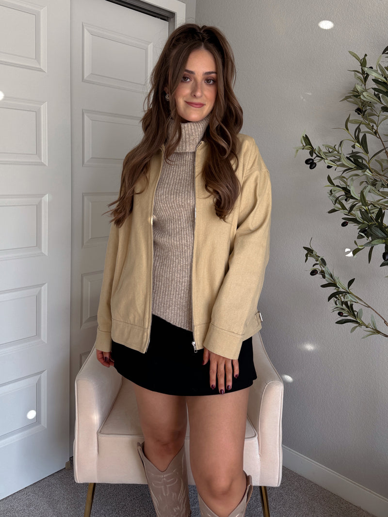 Orchard Oversized Collared Barn Jacket (Desert Beige/Brown)