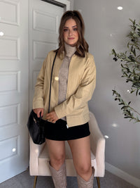 Orchard Oversized Collared Barn Jacket (Desert Beige/Brown)