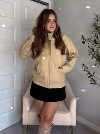 Orchard Oversized Collared Barn Jacket (Desert Beige/Brown)