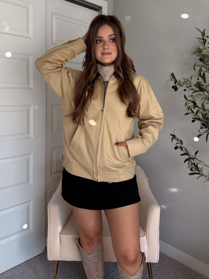 Orchard Oversized Collared Barn Jacket (Desert Beige/Brown)