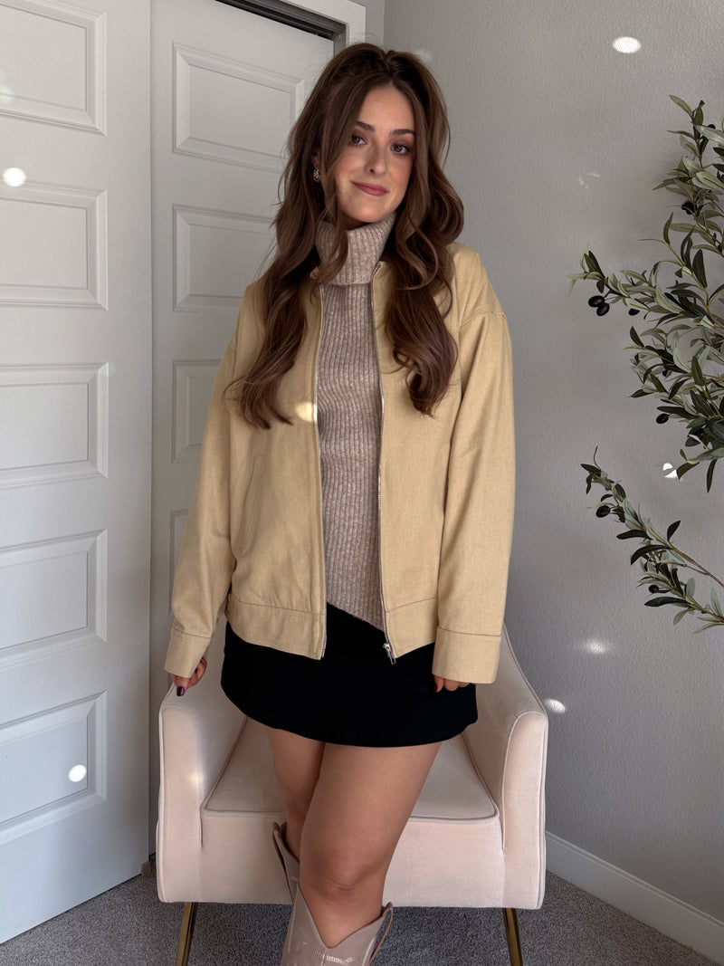 Orchard Oversized Collared Barn Jacket (Desert Beige/Brown)