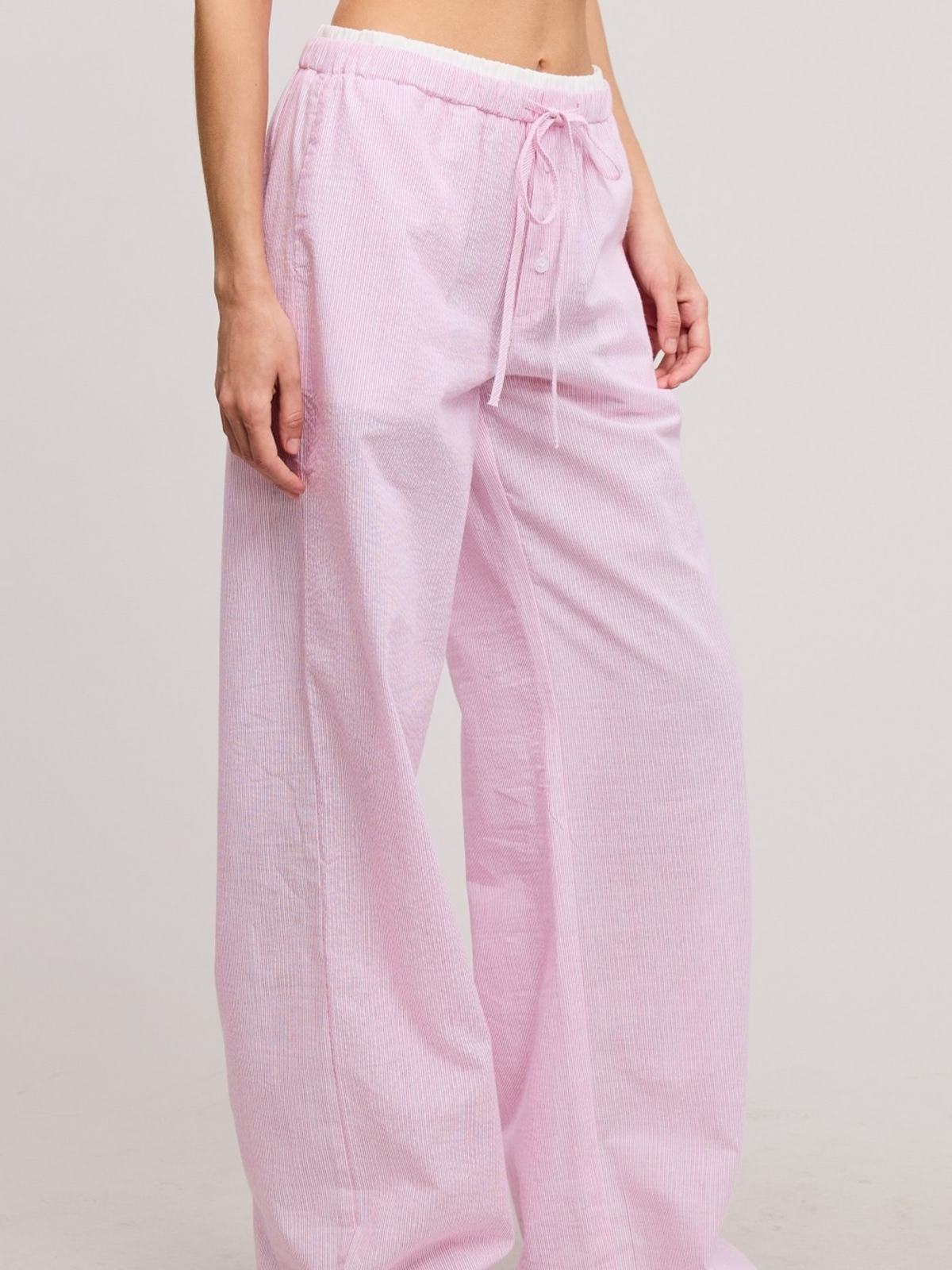 Paige Striped Boxer Style Wide-Leg Pants (Pink)