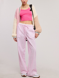 Paige Striped Boxer Style Wide-Leg Pants (Pink)