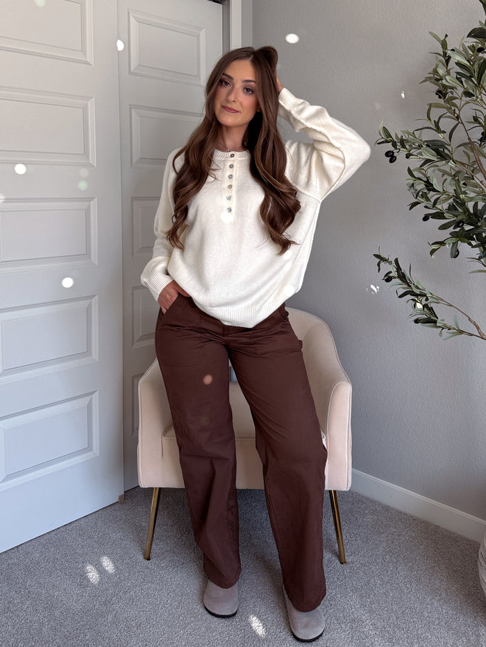 Palmer Carpenter Wide Leg Pants (Chocolate)