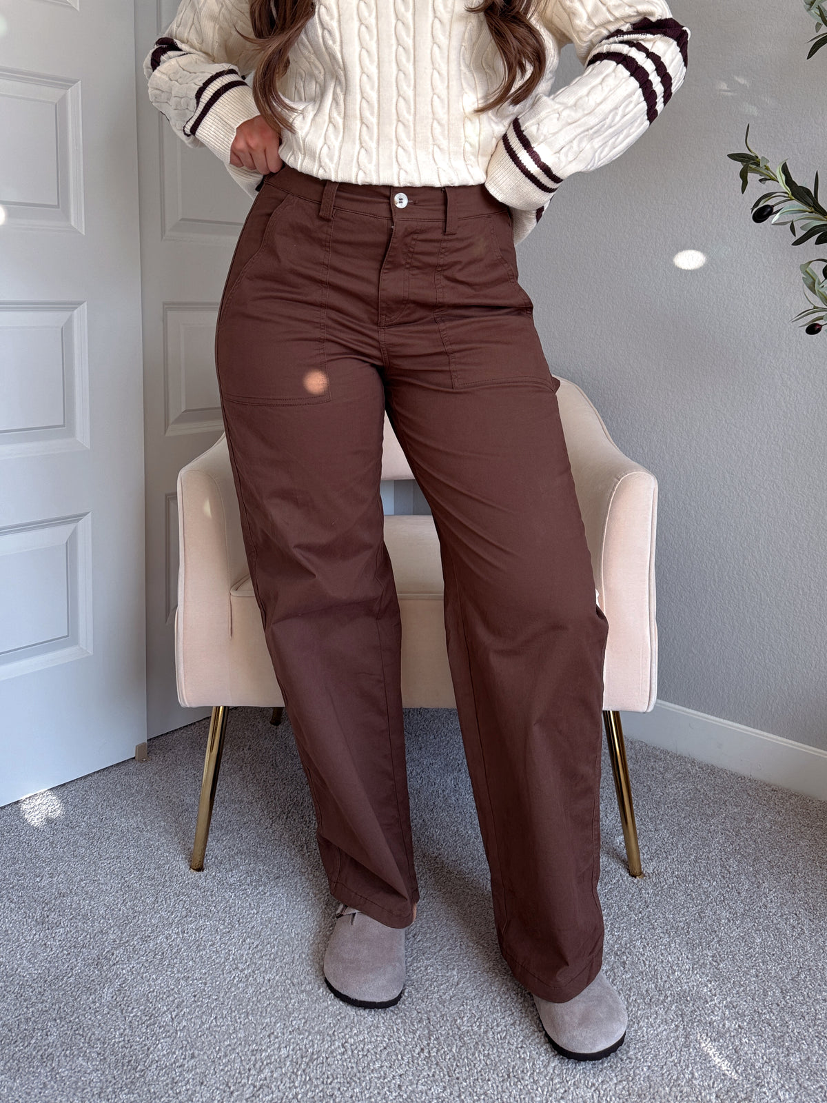 Palmer Carpenter Wide Leg Pants (Chocolate)
