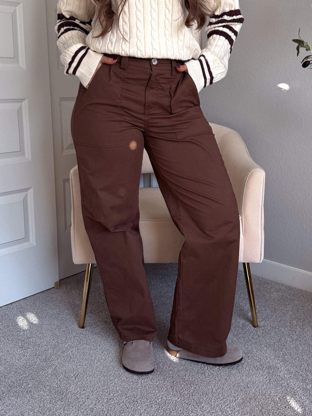Palmer Carpenter Wide Leg Pants (Chocolate)