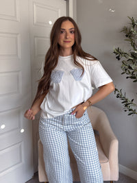 Pearl Crochet Shell Oversized Graphic Tee (White)
