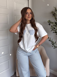 Pearl Crochet Shell Oversized Graphic Tee (White)