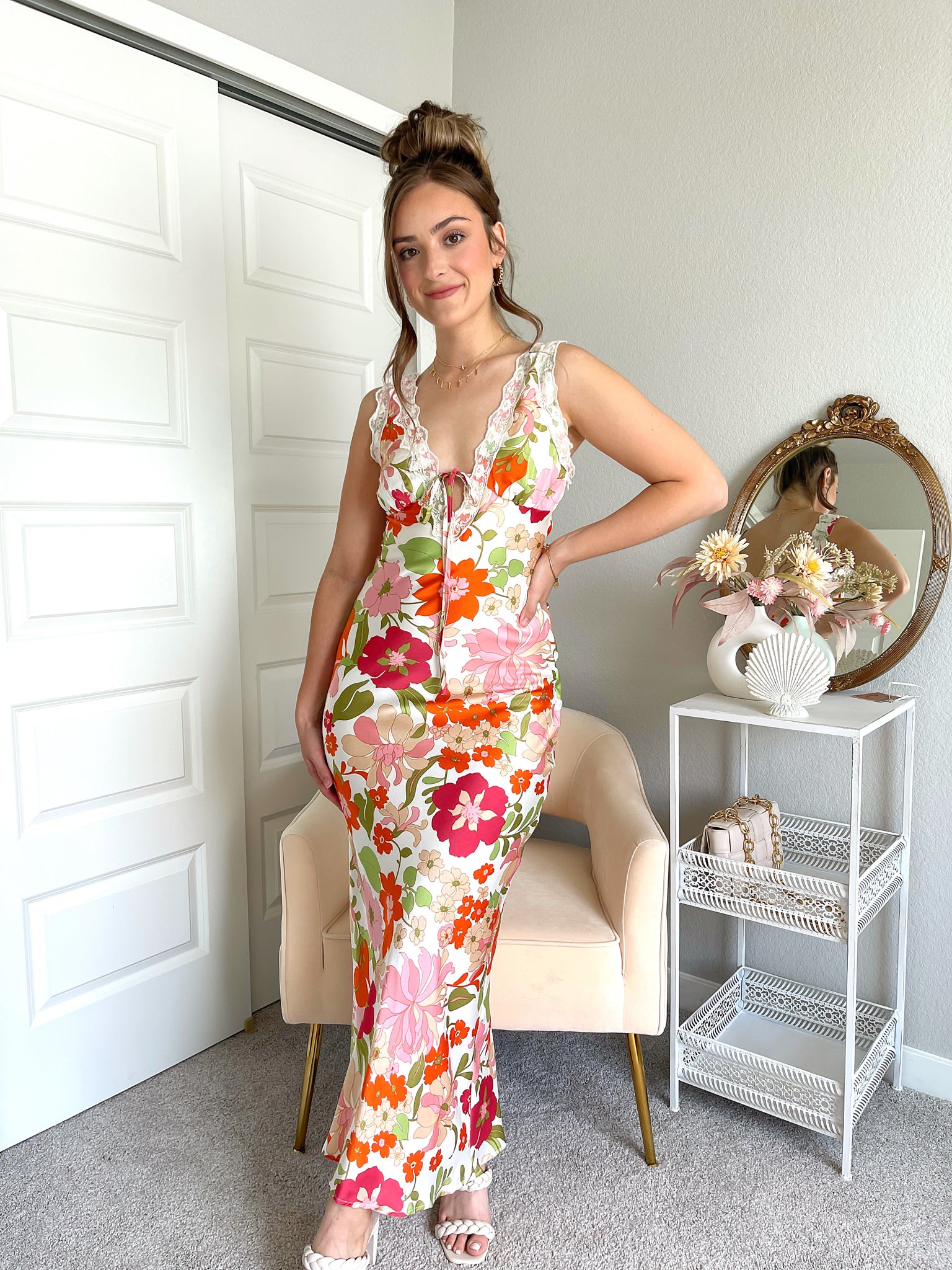 Patterned satin dress 2025