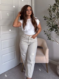 Quinn Ribbed Cinched Crop Tee (White)