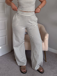 Reese Striped Wide-Leg Pants (Sage Green)