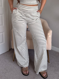 Reese Striped Wide-Leg Pants (Sage Green)