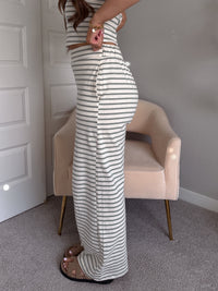 Reese Striped Wide-Leg Pants (Sage Green)