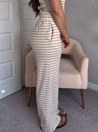 Reese Striped Wide-Leg Pants (Taupe)