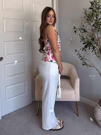 Rosalie Floral Strapless Tube Top (Cream)