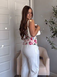 Rosalie Floral Strapless Tube Top (Cream)