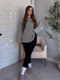 Sagebrush Washed Cotton Oversized Crew Neck Sweater (Sage)
