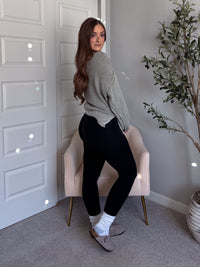 Sagebrush Washed Cotton Oversized Crew Neck Sweater (Sage)