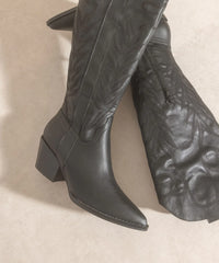 Samara Embroidered Tall Cowgirl Boots (Black)