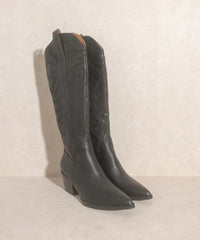 Samara Embroidered Tall Cowgirl Boots (Black)