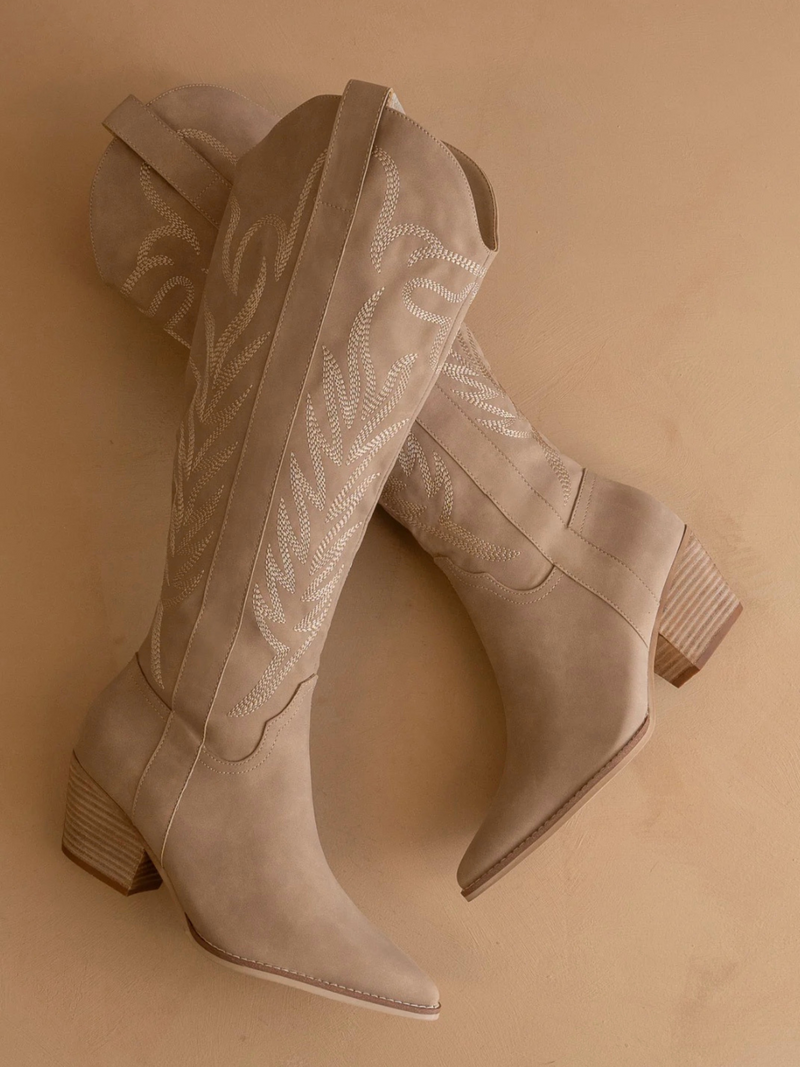 Samara Embroidered Tall Cowgirl Boots (Cedar)