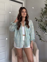 Savannah Plaid Oversized Button Down Shirt (Mint)