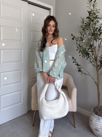 Savannah Plaid Oversized Button Down Shirt (Mint)