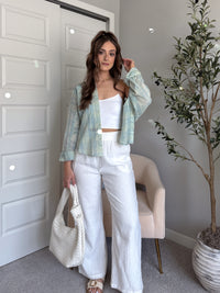 Savannah Plaid Oversized Button Down Shirt (Mint)