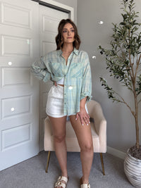 Savannah Plaid Oversized Button Down Shirt (Mint)