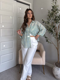 Savannah Plaid Oversized Button Down Shirt (Mint)