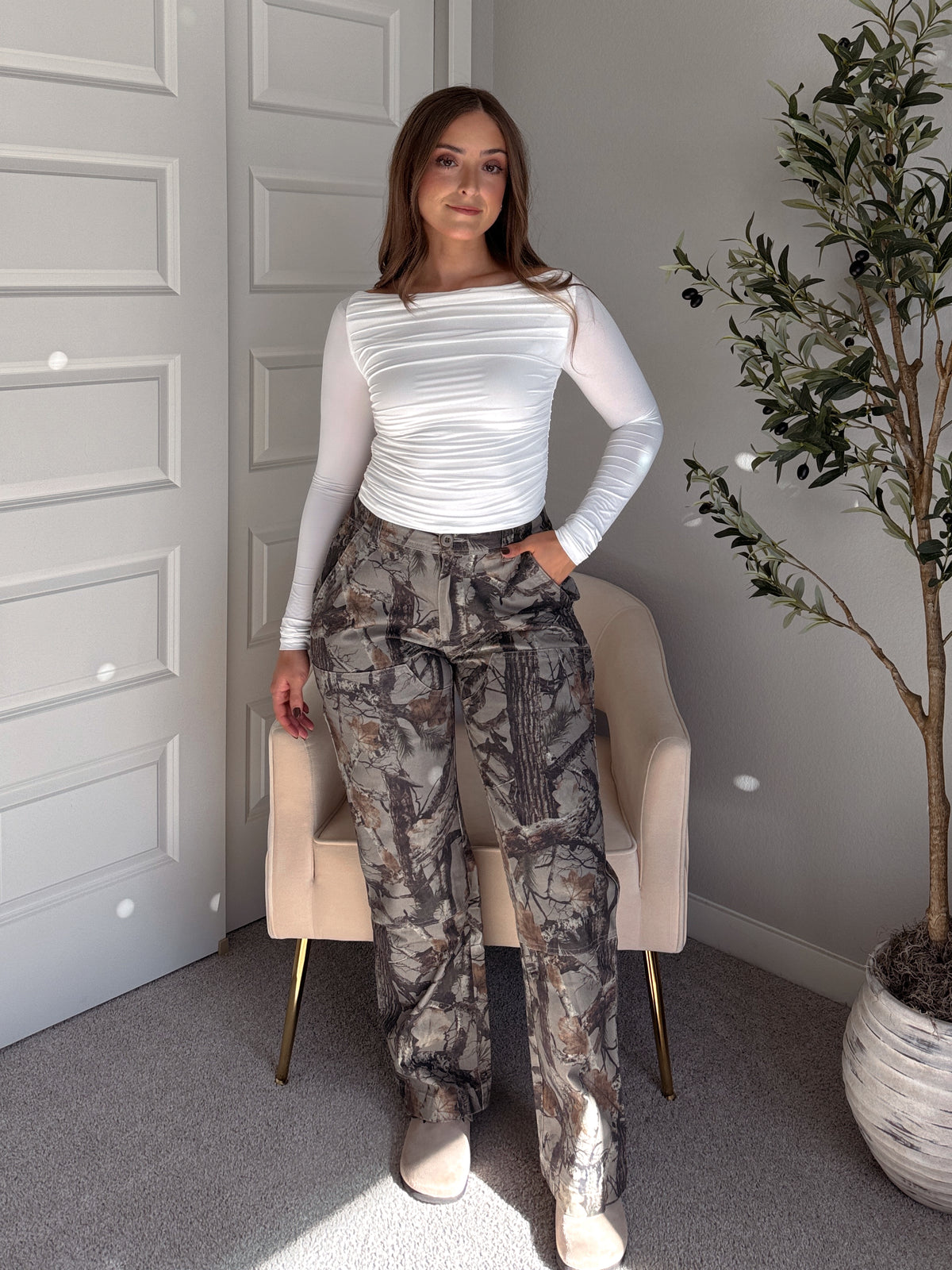 Scout Mid-Rise Twill Carpenter Pants (Woodland Camo)