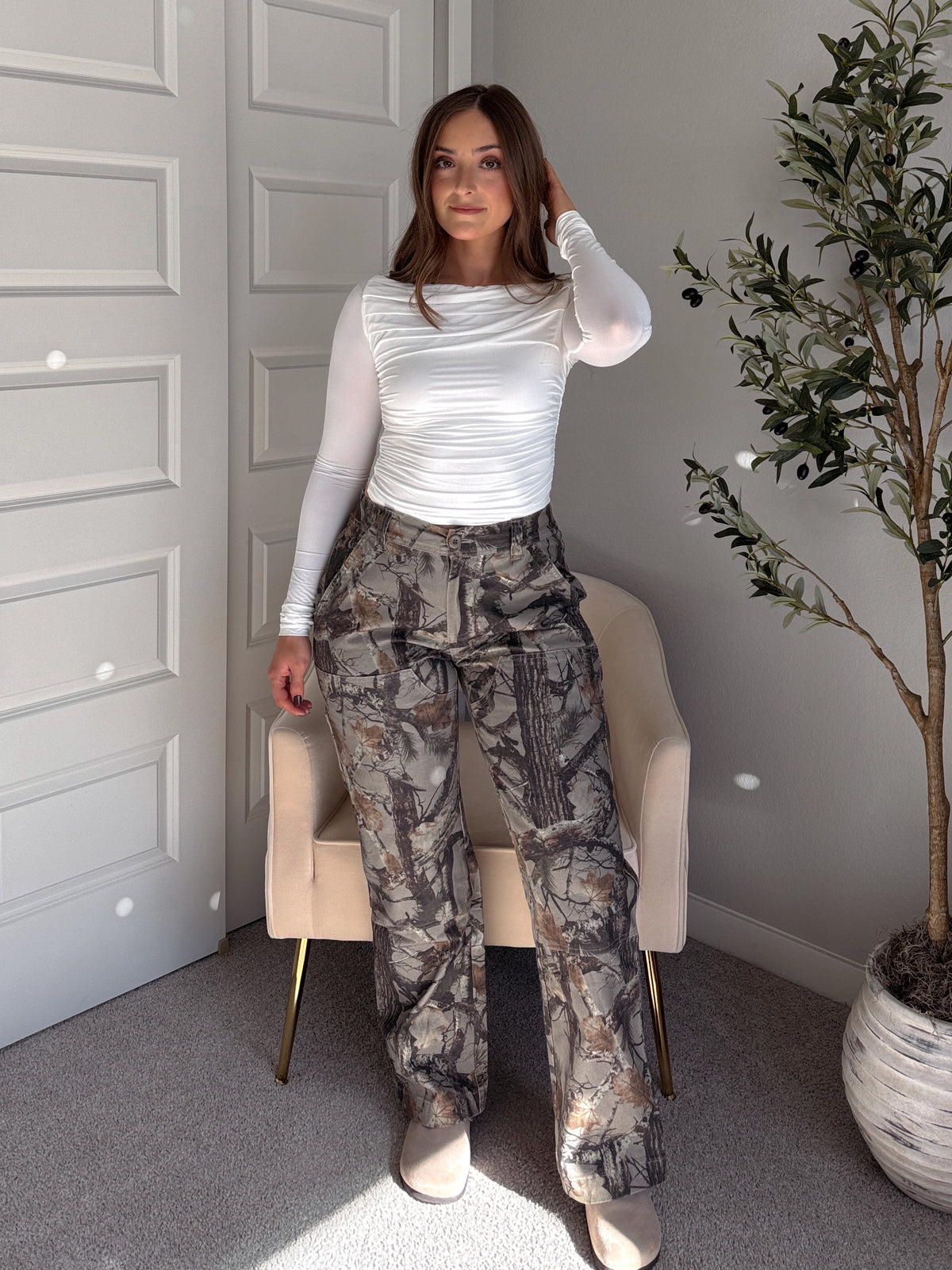 Scout Mid-Rise Twill Carpenter Pants (Woodland Camo)