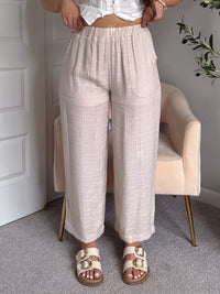 Seabrook Breezy Textured Straight Leg Pants (Natural)