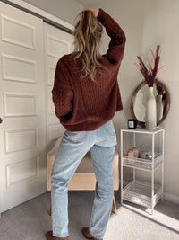 Stowe Braided Cable Knit Sweater (Chocolate Brown)