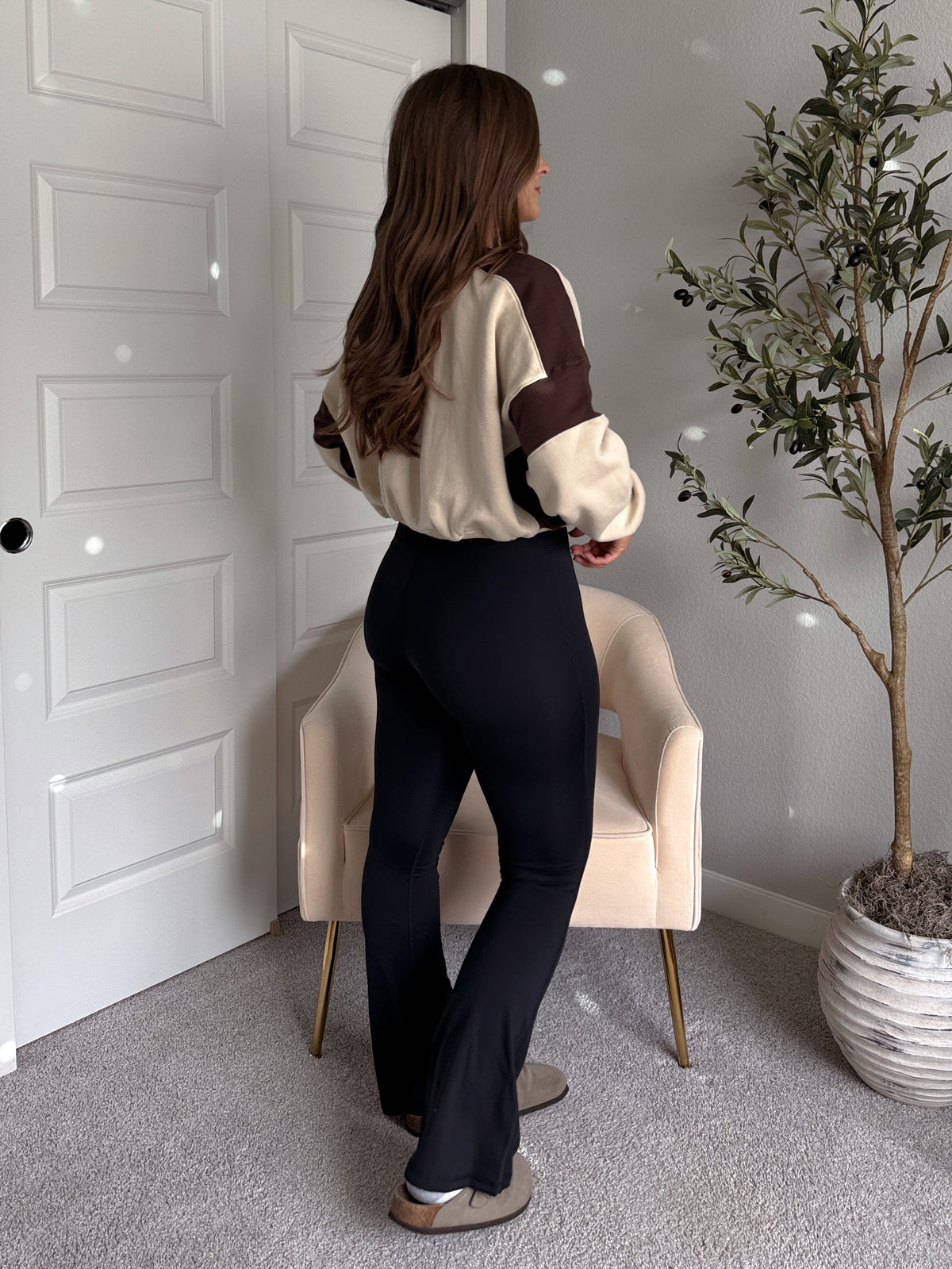 Studio Twist-Back Athleisure Flare Jumpsuit (Black)