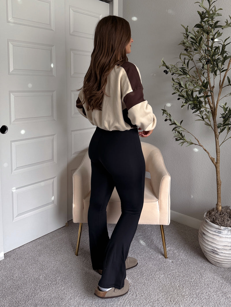 Studio Twist-Back Athleisure Flare Jumpsuit (Black)